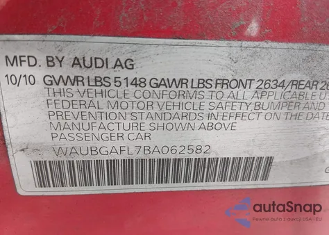 2011 Audi S4 3.0 Premium Plus z USA, uszkodzony, nr VIN WAUBGAFL7BA062582